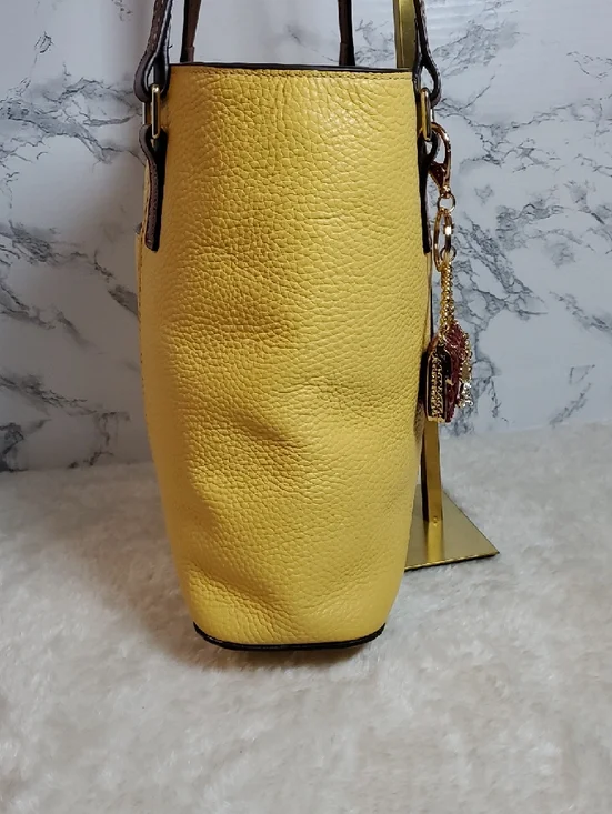 Dooney & Bourke Yellow Lexighton Tote w/Bag Charm - Picture 5 of 13